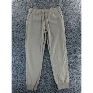 Mens Tan Khaki Jogger Pants Elastic Drawstring Waist Ribbed Cuffs Size M